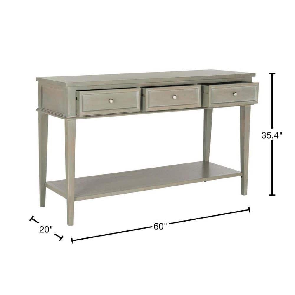 Ash Grey Transitional Rectangular Console Table with Storage