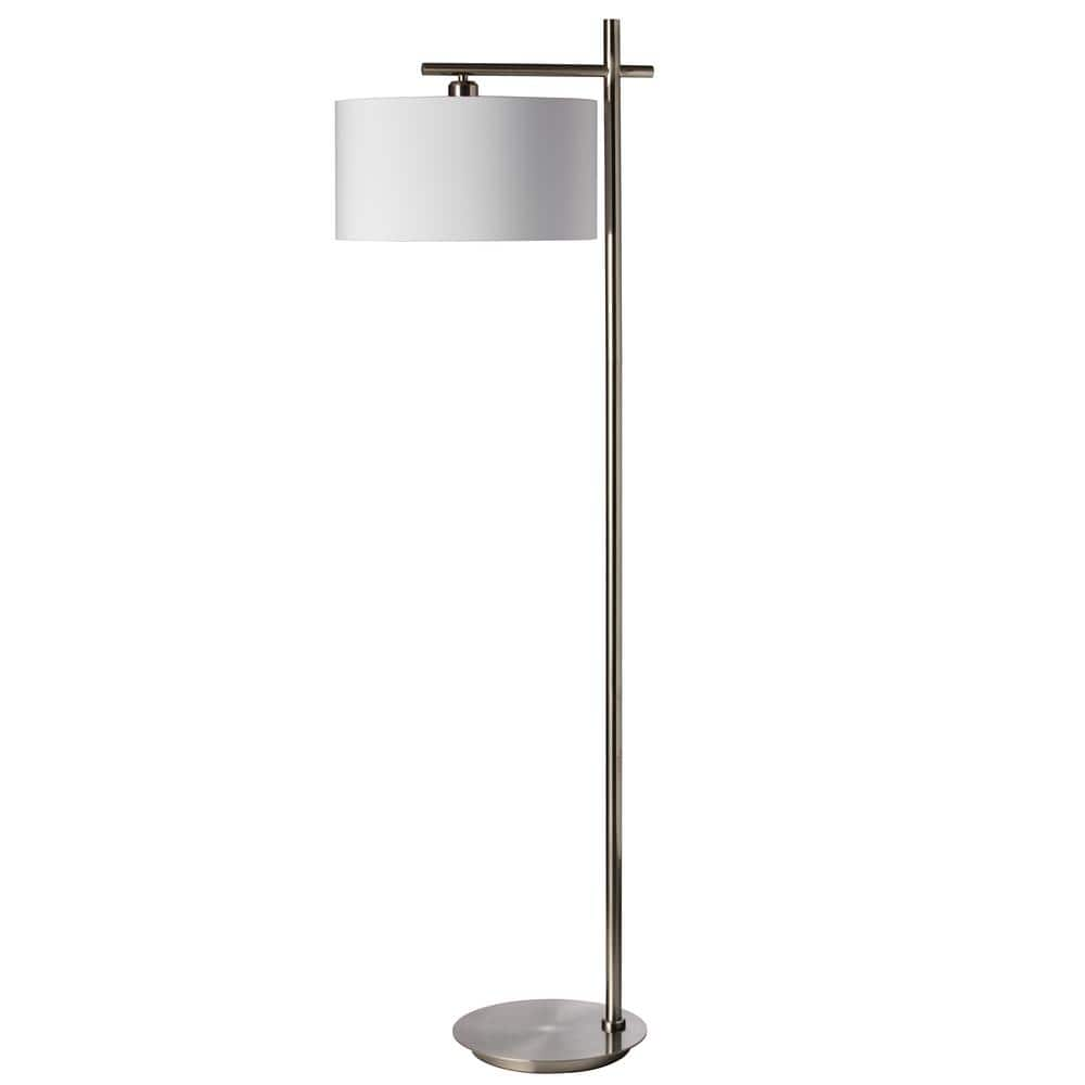 Dainolite 62 in. H 1-Light Satin Chrome Floor Lamp (Task) with Fabric ...