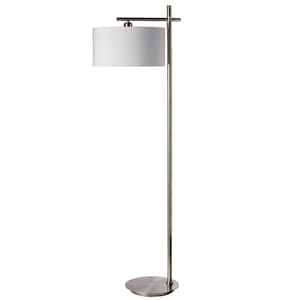 62 in. H 1-Light Satin Chrome Floor Lamp (Task) with Fabric Shade