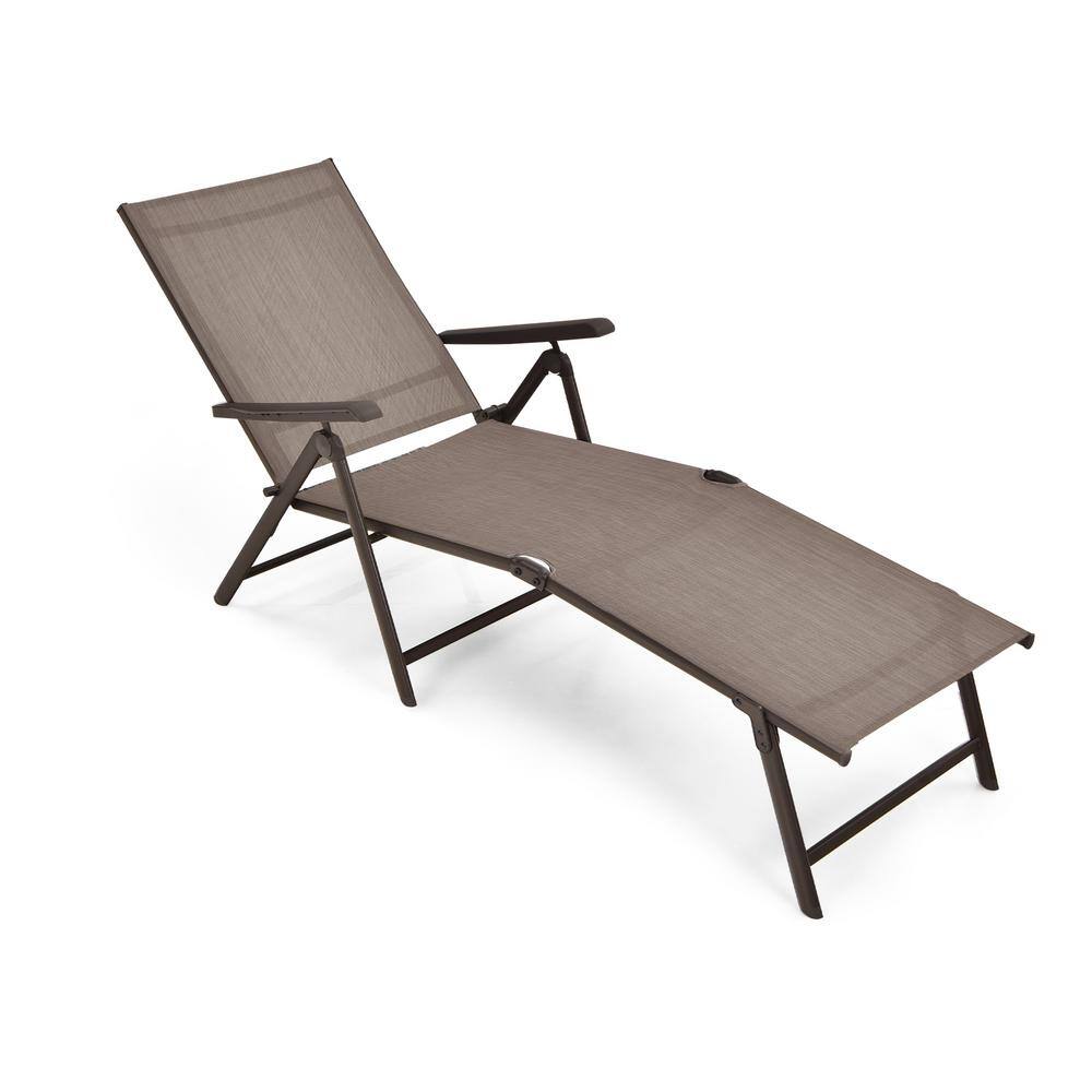 Brown Foldable Metal Outdoor Chaise Lounge with 2-Position Footrest price history on PriceWatchPro