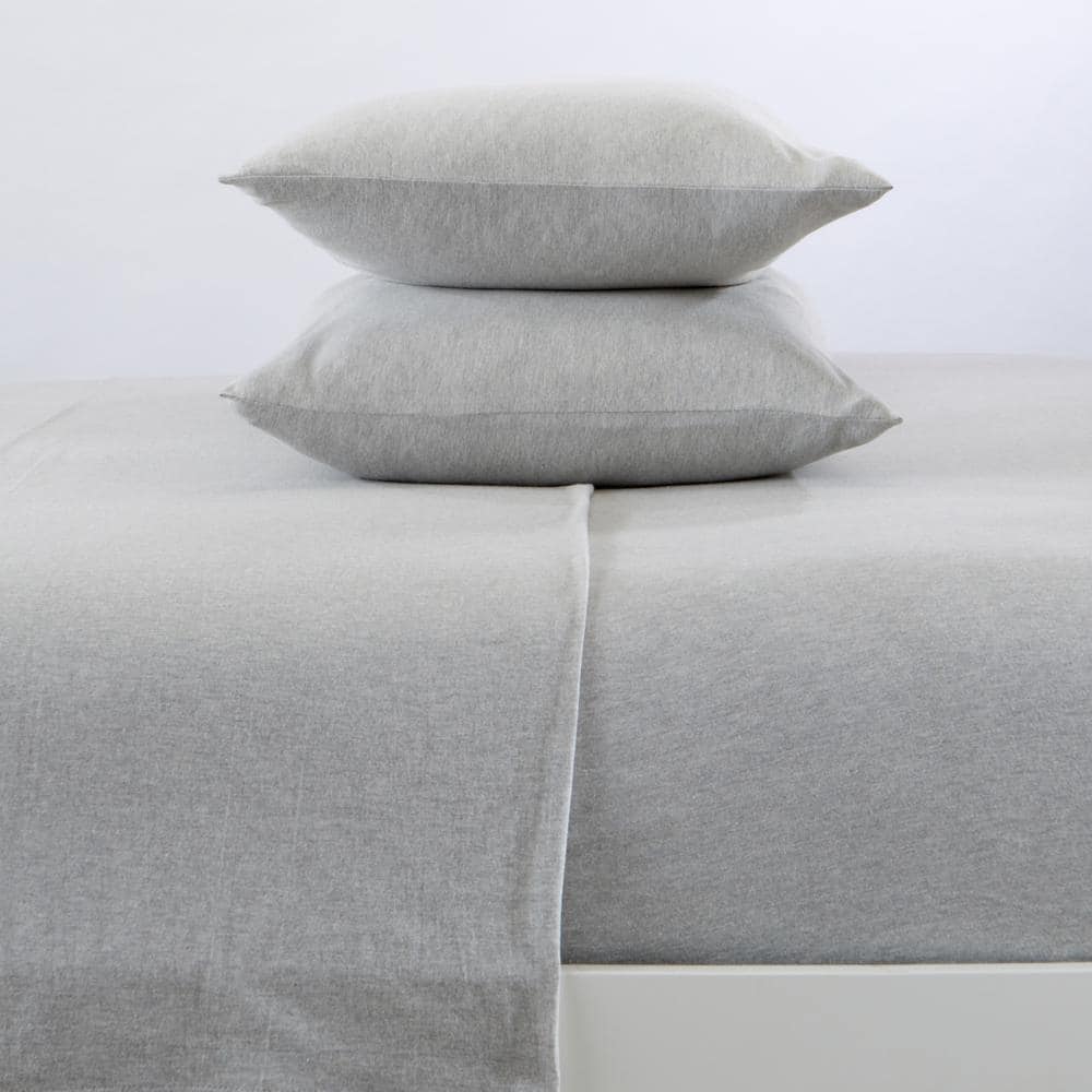 FRESHFOLDS Ultra Soft 4Piece Light Grey Cotton Jersey Full Knit Sheet