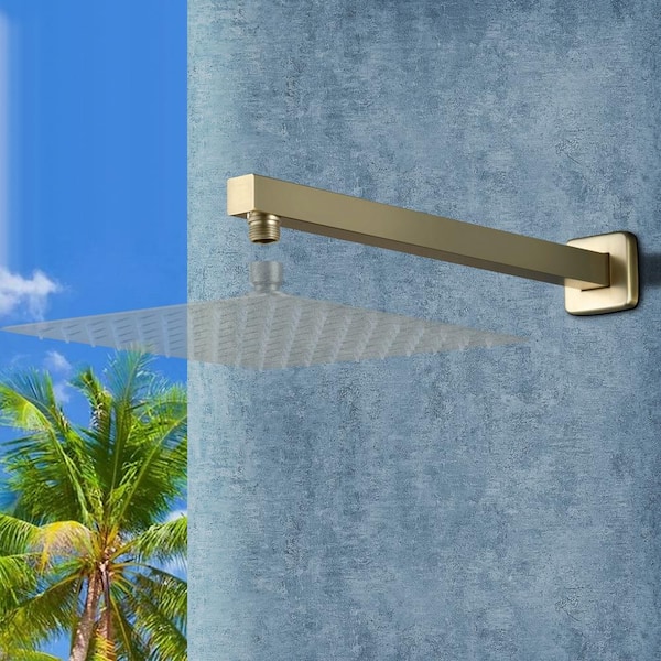 15.74 in. Brass Square Shower Arm in Brushed Nickel