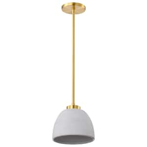 Collins 1-Light Brushed Brass Transitional Mini Pendant Light with Brushed Brass Ceramic Shade