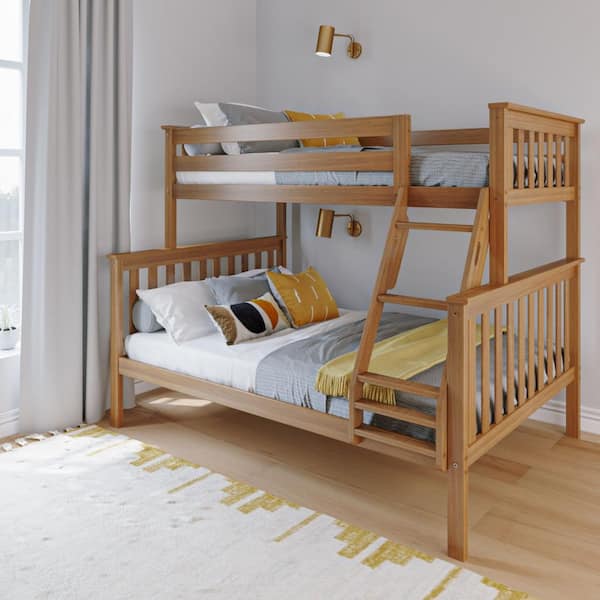 Pecan Twin Over Full Bunk Bed with Ladder