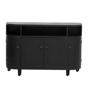 48 in. W x 15.7 in. D x 31.9 in. H Black Linen Cabinet with Four Doors, Adjustable Shelves