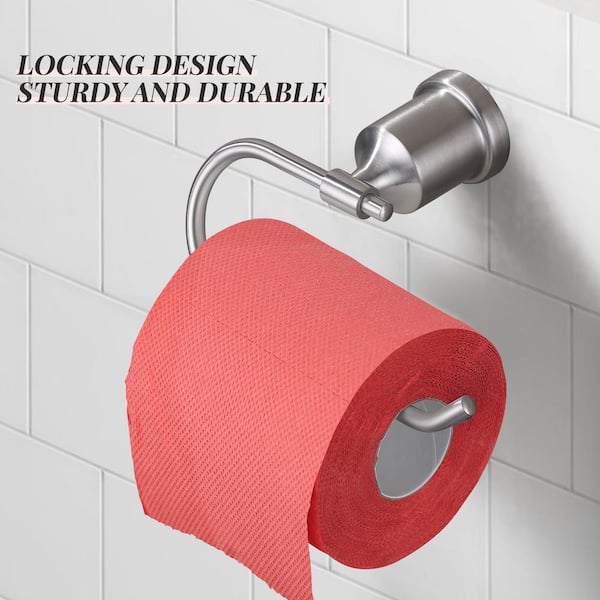 Stainless Steel Open Arm Wall-Mount Single Post Toilet Paper Holder with Concealed Mounting Hardware in Brushed Nickel