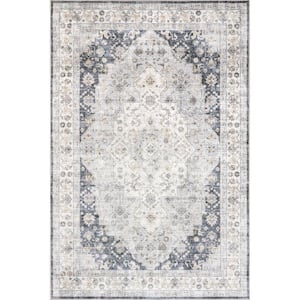 Casey Persian Stain-Resistant Machine Washable Navy 4 ft. x 6 ft. Area Rug