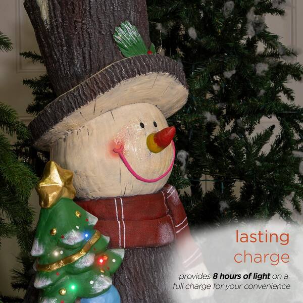 Alpine Corporation Solar Snowman Statue with Color Changing