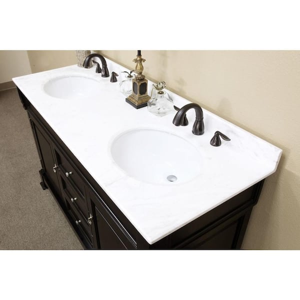 Cambridge Es 60 in. Double Vanity in Espresso with Marble Vanity Top in White