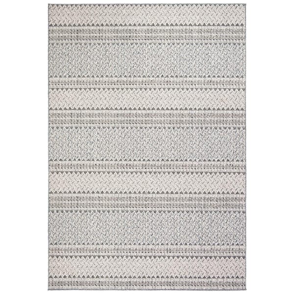 SAFAVIEH Global Gray/Ivory 8 ft. x 10 ft. Striped Geometric Indoor ...