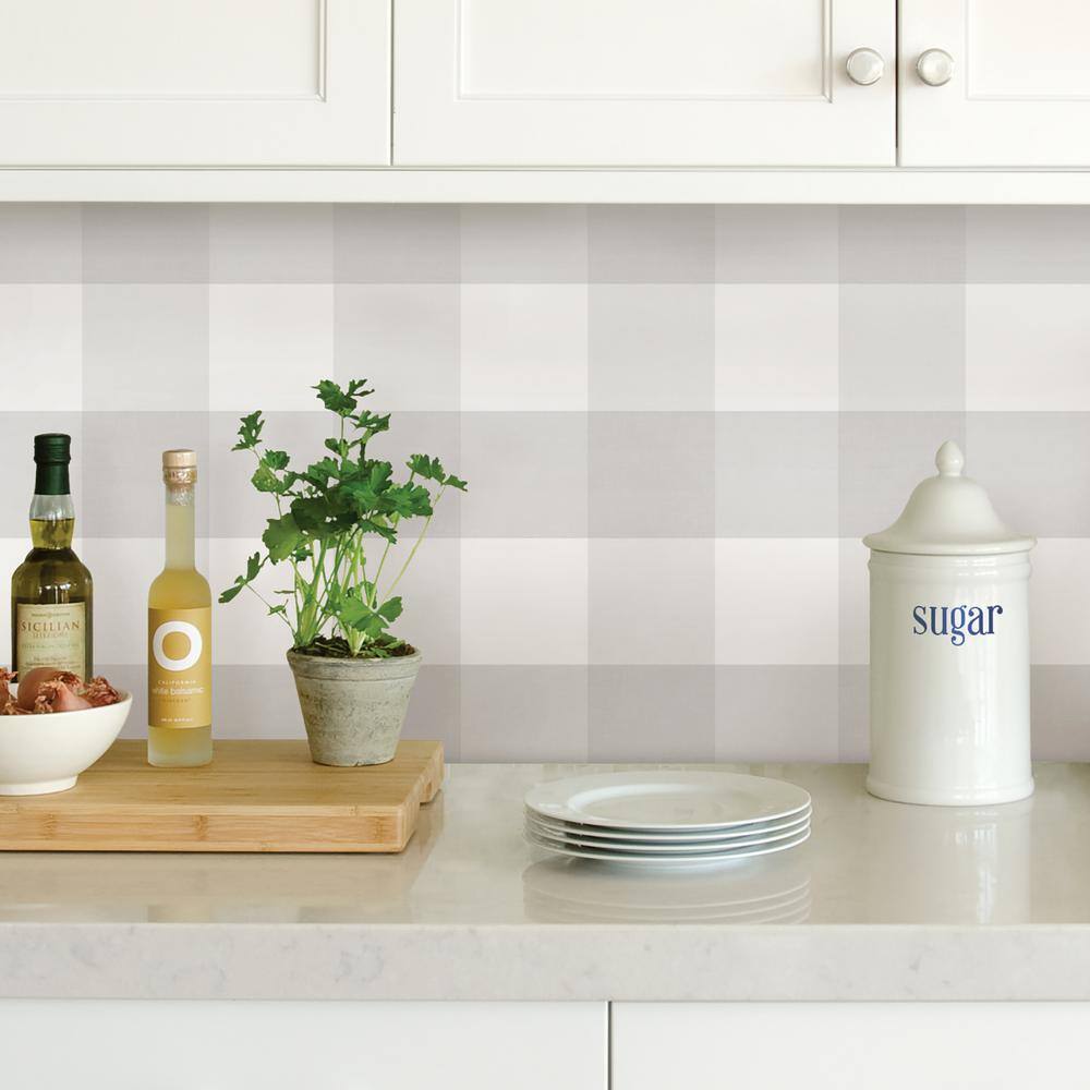 Grey and White Buffalo Check Peel & Stick Wallpaper