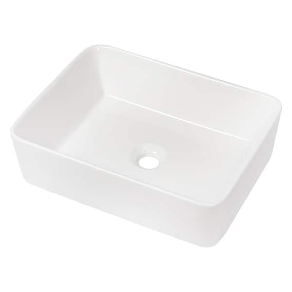 Unbranded 19 in. x 15 in. x 5.5 in. Rectangular Ceramic Vessel Bathroom Sink in White