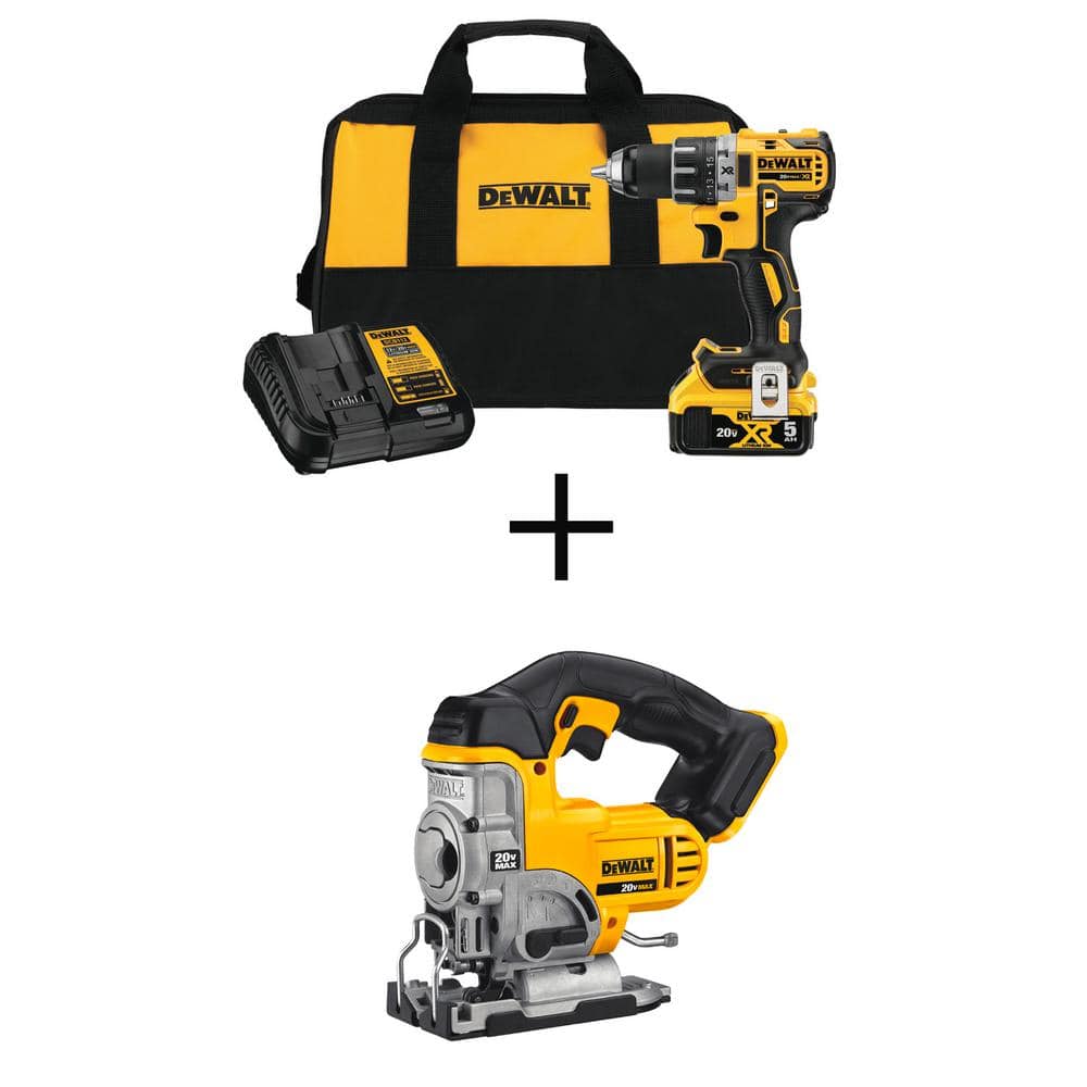 DEWALT 20V MAX XR Cordless Brushless 1/2 in. Drill/Driver Kit and 20V MAX  Lithium-Ion Cordless Jig Saw (Tools Only) DCD791P1WDCS331 The Home Depot