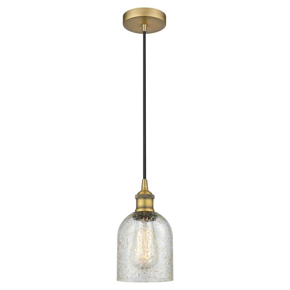 Caledonia 60-Watt 1-Light Brushed Brass Standard Mini Pendant Light with Painted Glass Shade, No Bulbs Included price history on PriceWatchPro