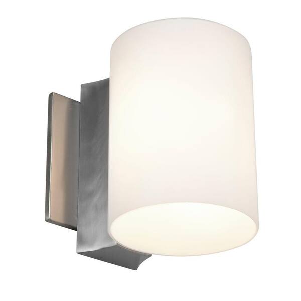 Access Lighting Tabo 1-Light Brushed Steel Vanity Light with Opal Glass Shade