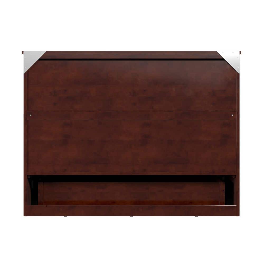 Walnut Full Murphy Bed Chest with Storage Drawer