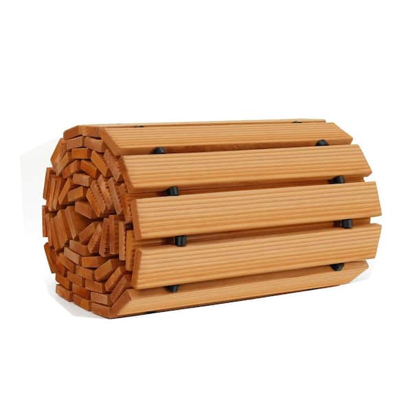 12 in. Wooden Garden Pathway, Yellow Roll Up Deck Tile for Decorative Outdoor