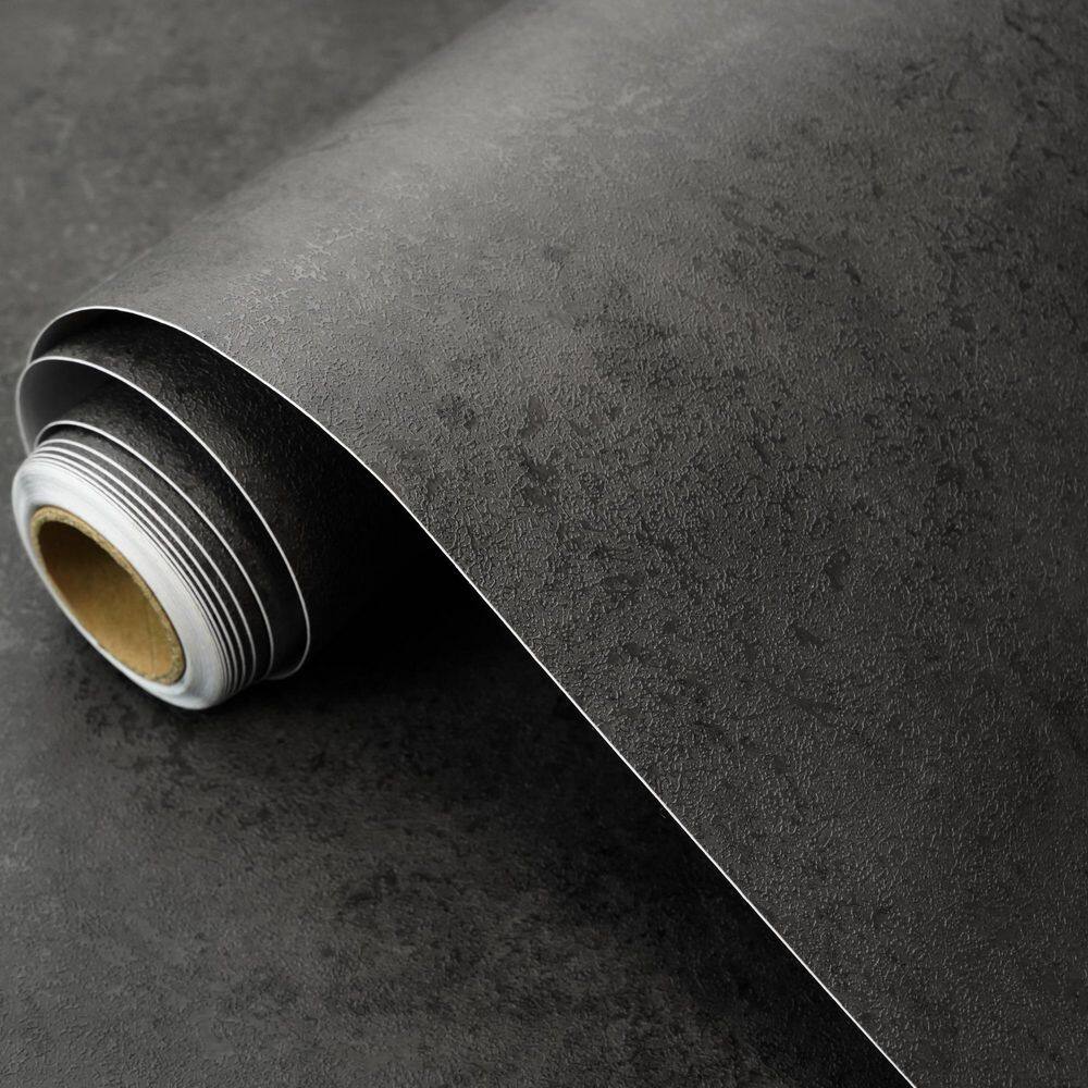Concrete Black Vinyl Peel Stick Wallpaper Roll Waterproof Dark Cement Self Adhesive Contact Paper (Covers 36 sq. ft.) price history on PriceWatchPro
