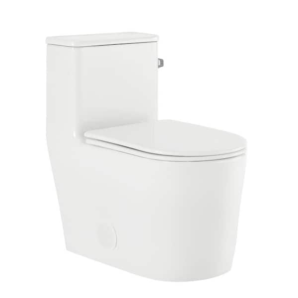 Liberte 1-Piece 12 in. Rough-In 1.28 GPF Right-Hand Flush Elongated ADA Toilet in Glossy White