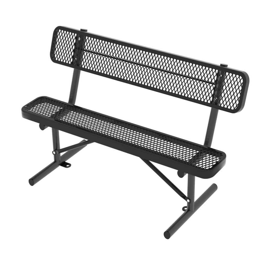 4FT Heavy-Duty Metal Outdoor Bench Chair with Backrest, All-Weather Steel Portable Seating for Garden, Patio, Deck, Park price history on PriceWatchPro
