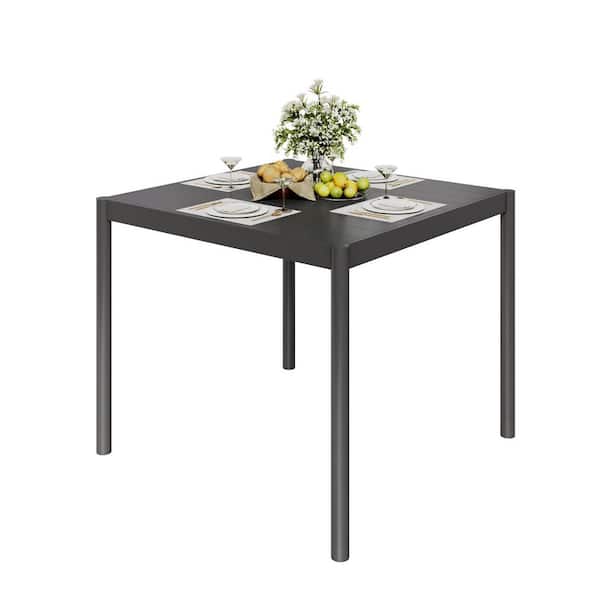 Metallic Gray Rectangular Outdoor Picnic Dining Table with 34.6" x 35.4" Aluminum Tabletop