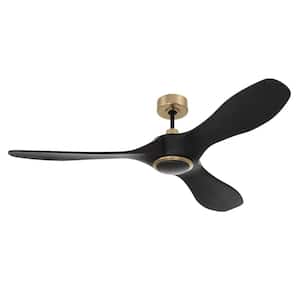 Envy 60 in. Indoor/Outdoor Flat Black and Satin Brass Ceiling Fan with Smart Wi-Fi Enabled Remote & Integrated LED Light