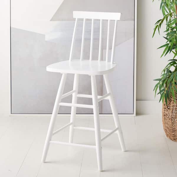 May 25 in. White Mid-Back Wood Frame Counter Stool with Foot Rest