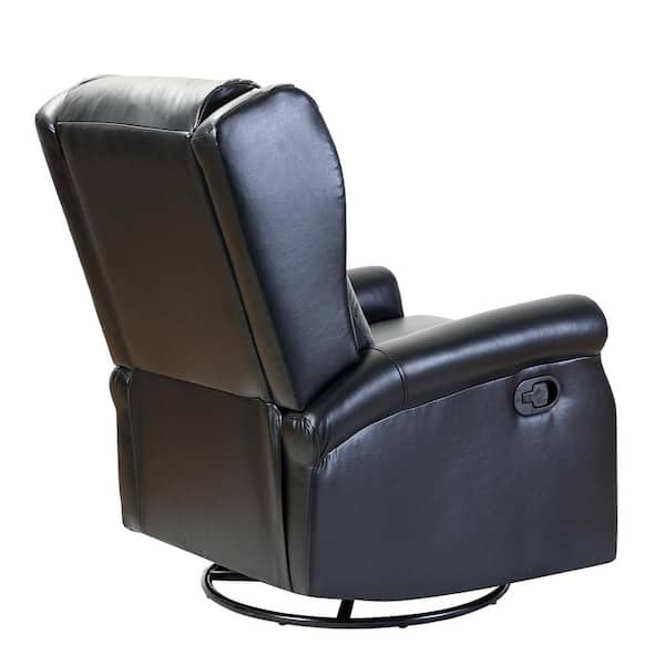 JAYDEN CREATION Joseph Black Genuine Leather Swivel Rocking Manual Recliner  with Straight Tufted Back Cushion and Curved Mood Arms RCCZ0827-BLK - The  Home Depot