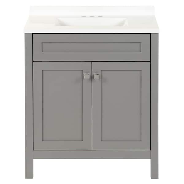 Maywell 31 in. Single Sink Sterling Gray Bath Vanity with White Cultured Marble Top (Assembled)