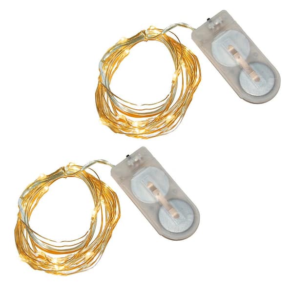 40-Light Mini Battery Operated Waterproof String Lights in Amber (2-Count)