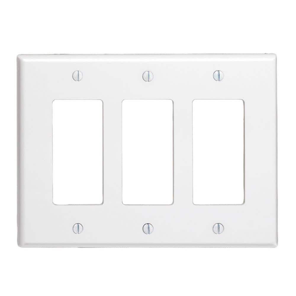 Leviton 80711-W - Placa de pared para interruptor de palanca de 3  segmentos, color blanco, paquete de 1