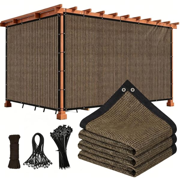 Sun Shade Cloth with Grommets, 6' x 10' Pergola Shade Cover Canopy, UV Protection Mesh Tarp for Outdoor Gazebo, Mocha