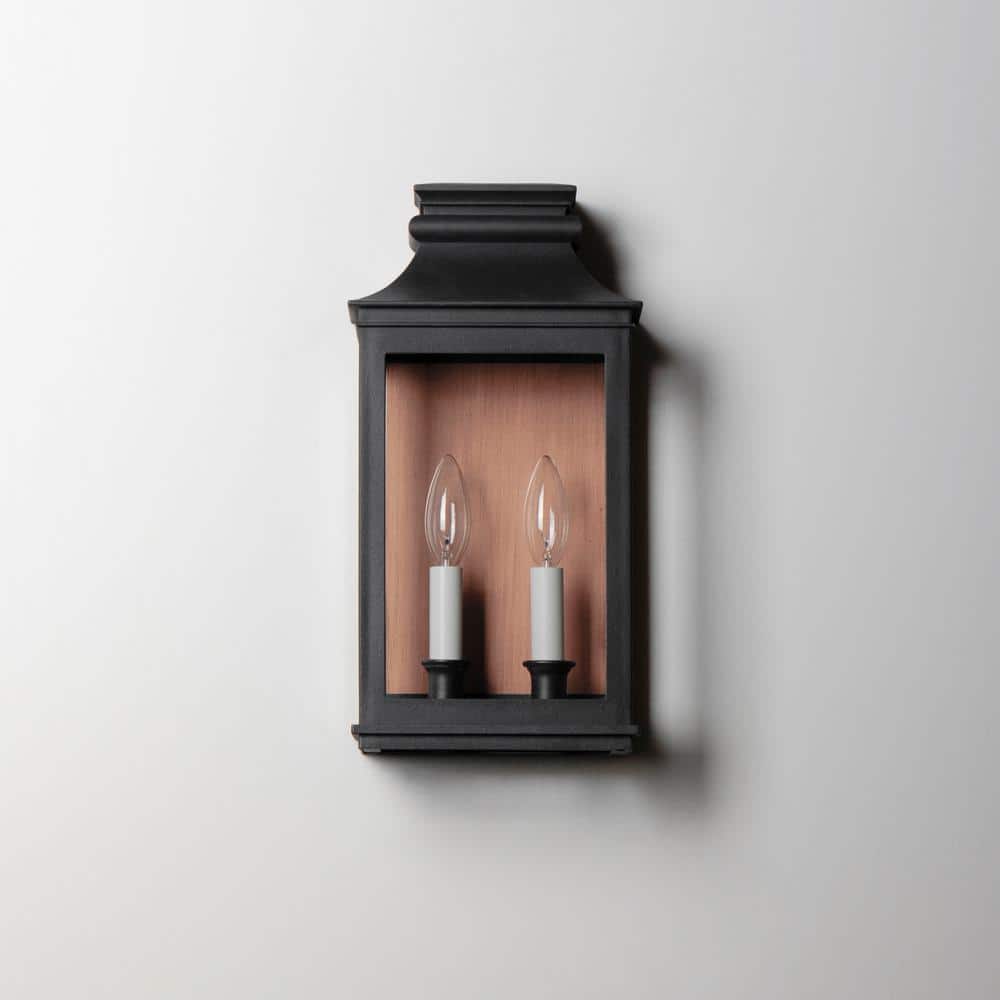 Antique Copper and Black 15" Outdoor Wall Sconce with Clear Glass