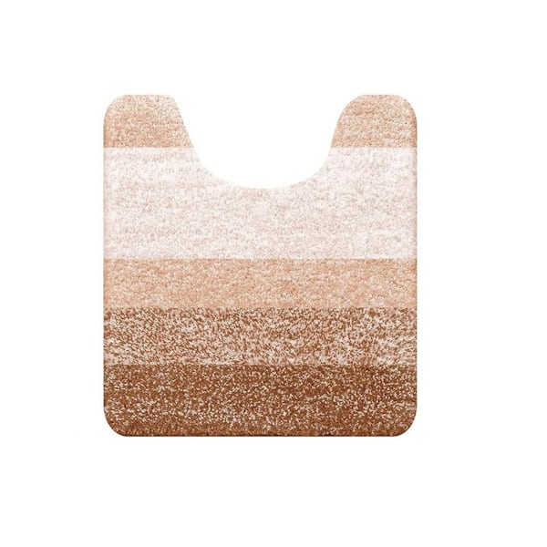 Afoxsos 24 in. x 20 in. Beige Stripe Microfiber Rectangular Contour Bath Rugs