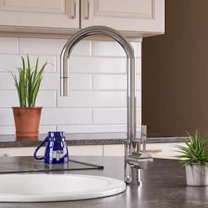 Single-Handle Pull-Down Kitchen Faucet in Polished Stainless Steel