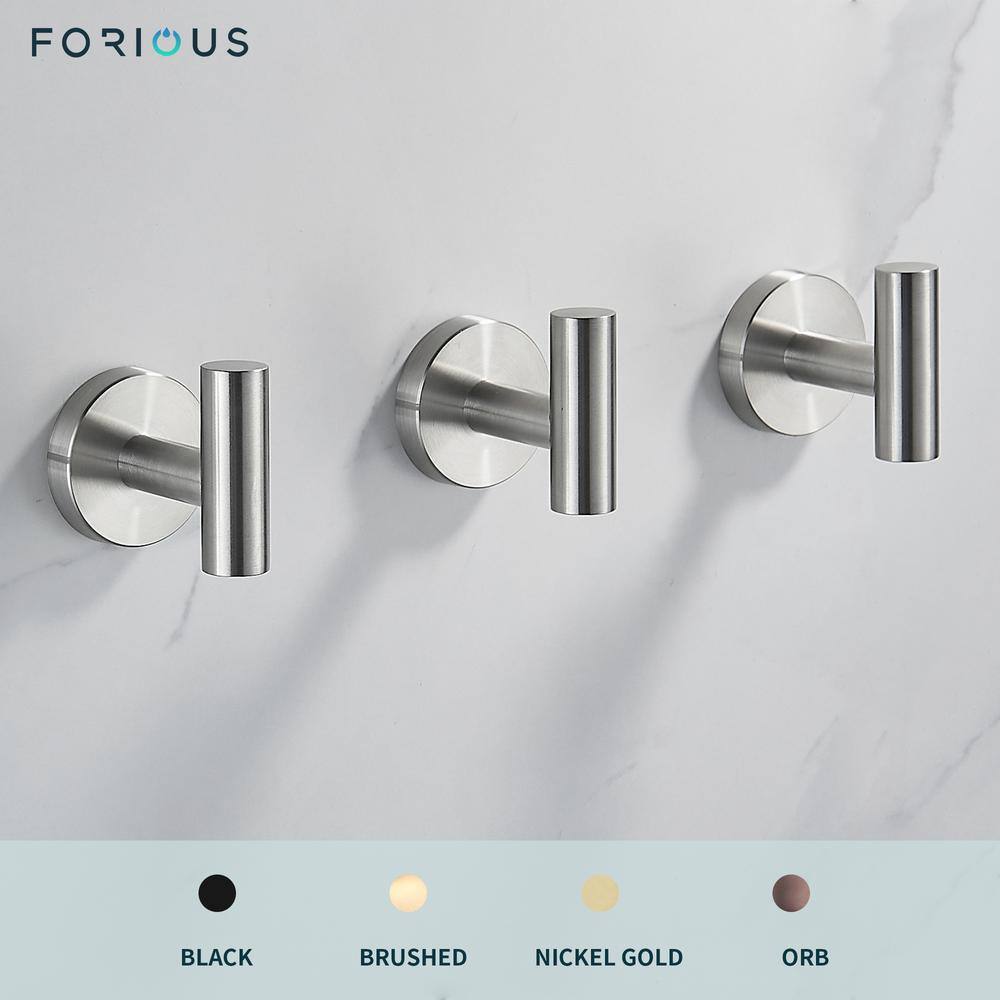 Brushed Nickel Stainless Steel Double J-Hook Wall Mount