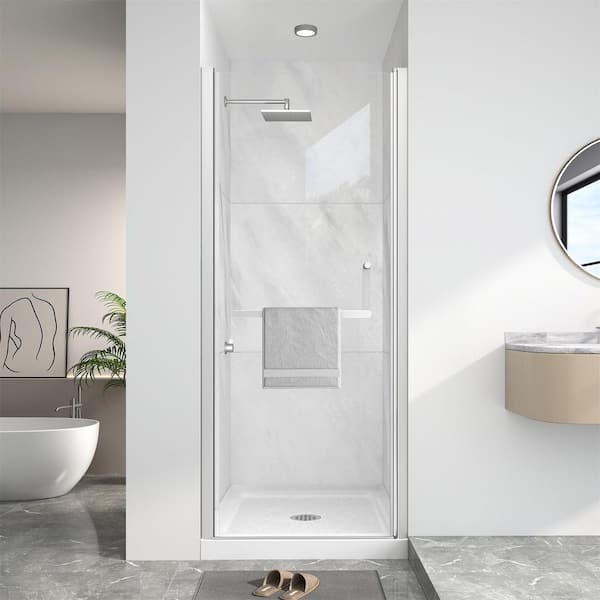 30-32 in. W x 72 in. H Pivot Frameless Shower Door in Brushed Nickel with Clear Tempered Glass