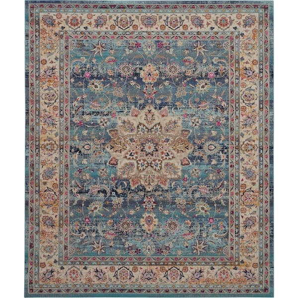 Nourison Vintage Kashan Blue 9 ft. x 12 ft. Moroccan Vintage Area Rug
