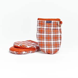 Red Plaid 100% Cotton Mini Oven Mitts With Silicone Palm (Set of 2)