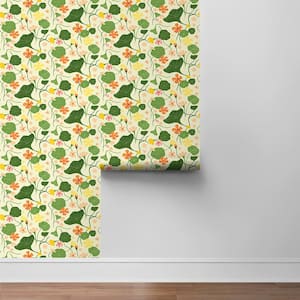 Nasturtiums Floral Nectar Vinyl Peel and Stick Wallpaper Roll ( Covers 30.75 sq. ft. )