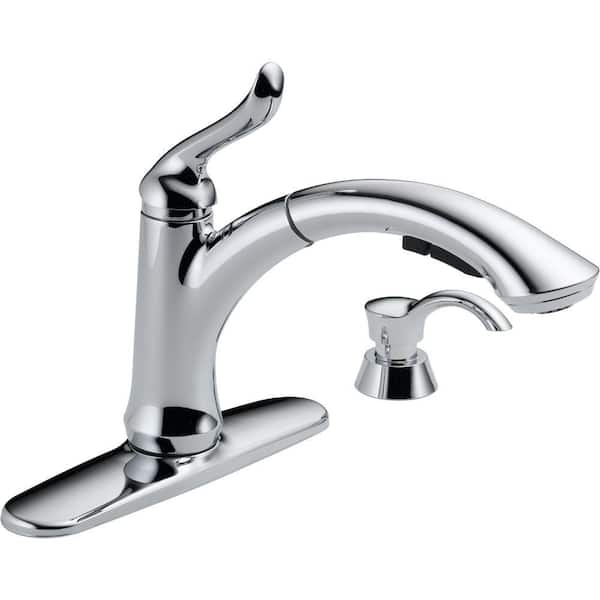 Delta Linden Single-Handle Pull-Out Sprayer Kitchen Faucet with Soap/Lotion Dispenser in Chrome