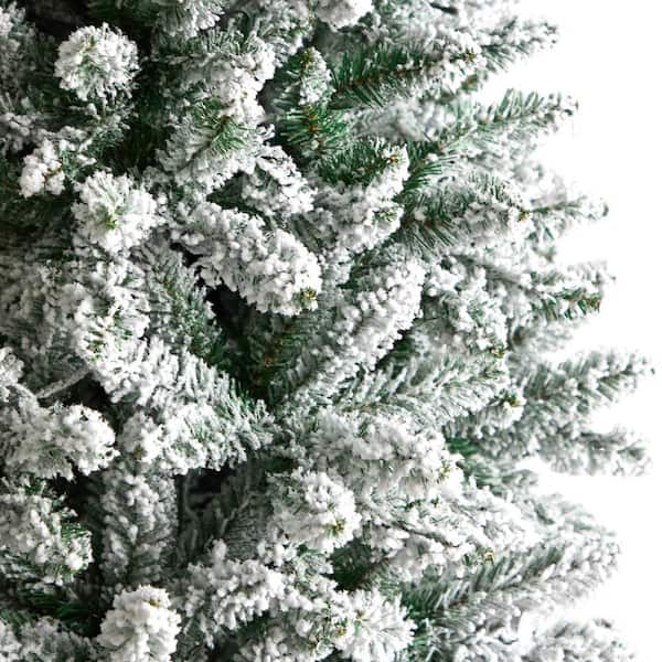 Nearly Natural 8 ft. Pre-Lit LED Slim Flocked Montreal Fir