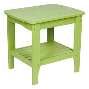 24 in. Long Lime Green Rectangular Wood Outdoor Side Table