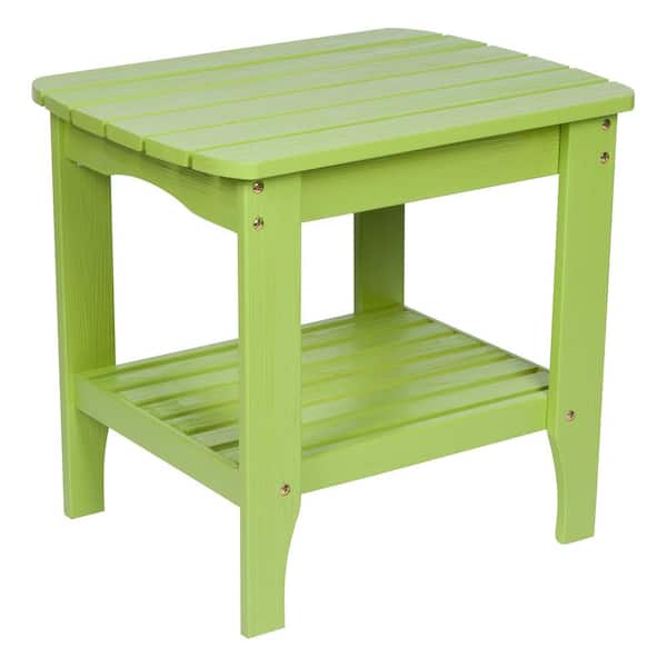 Shine Company 24 in. Long Lime Green Rectangular Wood Outdoor Side Table