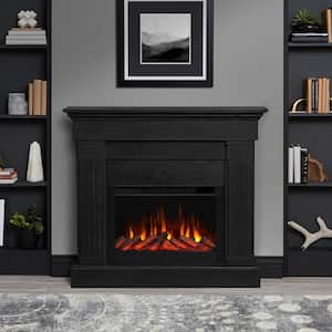Crawford Slim 48 in. Freestanding Wooden Electric Fireplace in Black