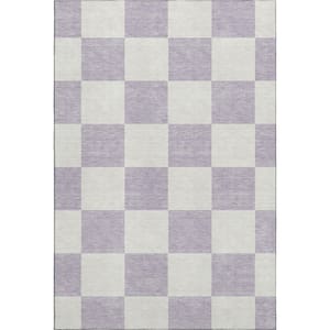 Mayfield Premium Machine Washable Abstract AMF2345 Lavender 5 ft. x 7 ft. 6 in. Area Rug