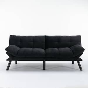 70.87 in. Black Fabric Twin Size Convertible Sofa Bed