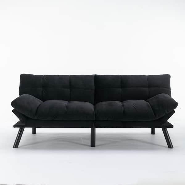 Z-joyee 70.87 in. Black Fabric Twin Size Convertible Sofa Bed