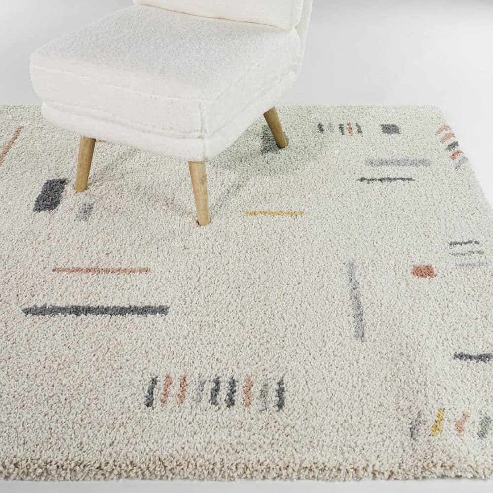 Rupa Multicolor Cream Shag Kids' Area Rug 5'3" x 7'