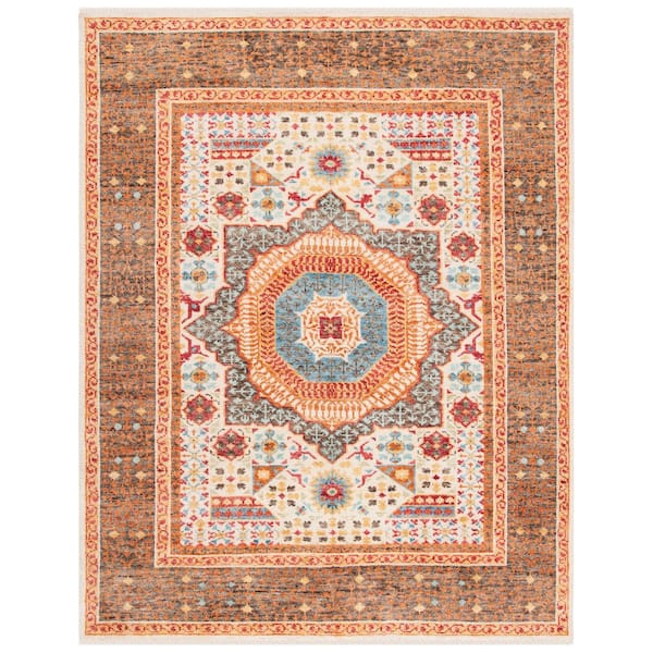 Samarkand 10 ft. x 14 ft. Beige/Charcoal Ornate Sunburst Area Rug